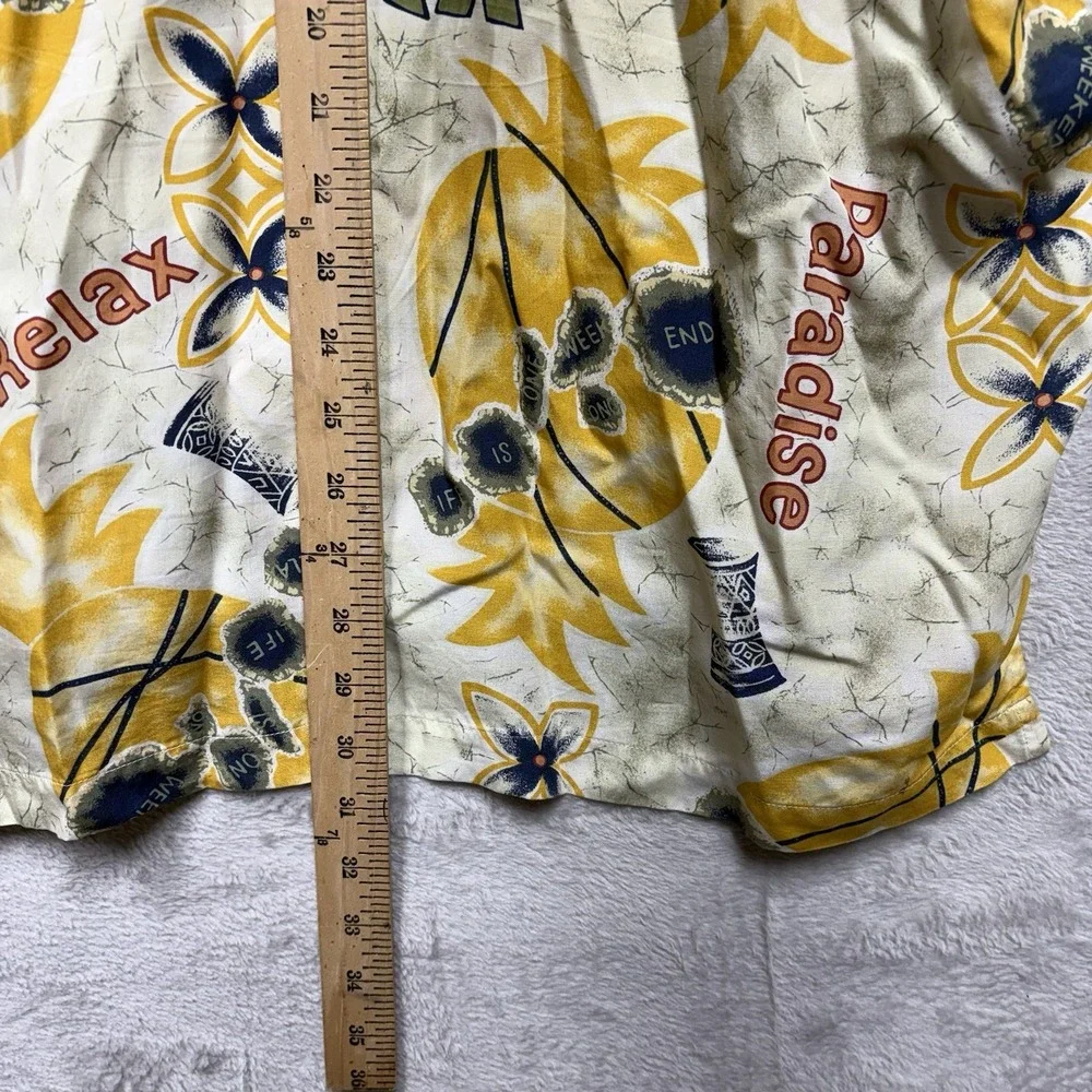 Tommy Bahama Pineapple Print Camp Shirt Men's L White Yellow‎ Hawaiian